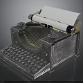Vintage Typewriter With Classic Keyboard And Rolled Paper On Shiny Surface