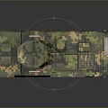 Military Wheeled Tank With Camouflage Paint Turret And Communication Antenna On Gray Background