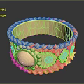 Elegant Gold Ring With Scalloped Edge Round Decor Beads And Intricate Patterns 3d model