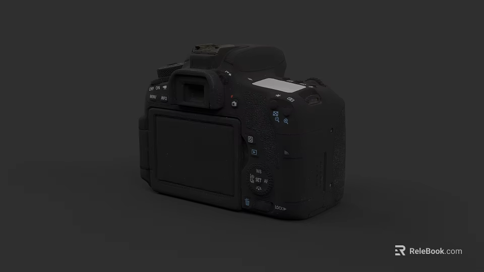 High Quality Black Digital Camera Back View With Screen Buttons And Ports 3D Render 3d model 