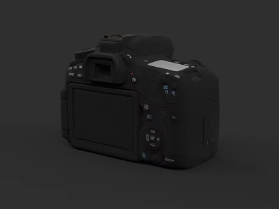 High Quality Black Digital Camera Back View With Screen Buttons And Ports 3D Render 3d model