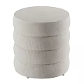 Round Light Beige Upholstered Sofa Stool With Stacked Layers Design 3d model