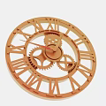 Industrial Equipment Orange Clock With Roman Numerals Gear Mechanism And Metal Frame