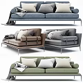 Modern Gray Two Seater Sofa With Soft Cushions And Cozy Throw Blanket 3d model
