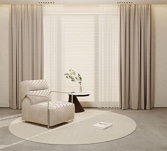 Modern Single Sofa Curtain Window Screen 3d model