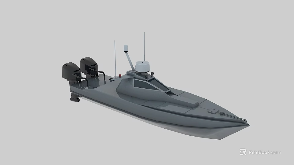 Modern Gray Yacht With Twin Engines Radar Antenna And Sleek Hull Design 3d model 