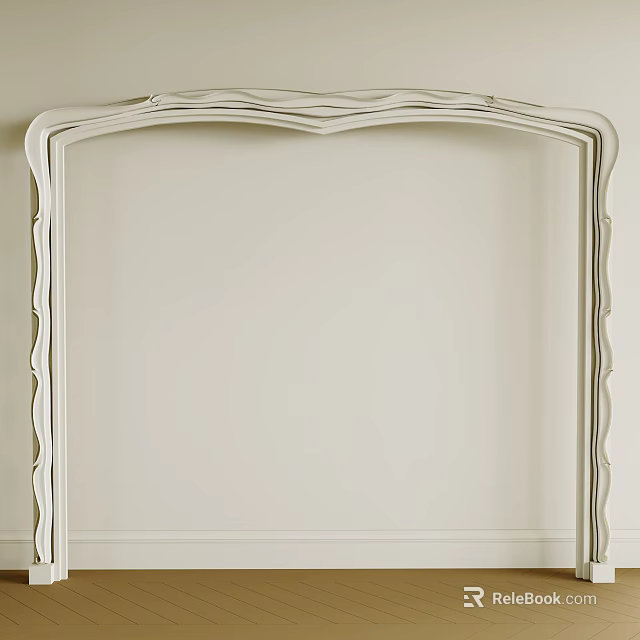 Elegant White Wavy Decorative Coving Frame on Light-Colored Wall Background 3d model 