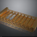 Golden Metal Building Framework Structure With Steel Support Beams And Design Elements 3d model