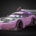 Cartoon Pink Race Car Character With Big Eyes ROCK Decal Rear Wing And Tires