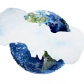 Creative Earth and Cloud Shaped Carpet with Blue White and Green Design 3d model