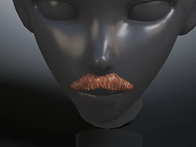 Black Mannequin Head With Realistic Brown Mustache And Smooth Surface Details 3d model