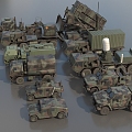 Military Vehicle Military Vehicle U.S. Military Vehicle Combination Guided Vehicle Material Transport Vehicle Antiaircraft Gun Low Face Number Low Model Simple Model Film and Television Grade Super Realistic High Precision 3d model