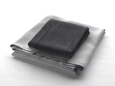 Gray and Black Towels Folded Neatly with Soft Texture for Home 3d model
