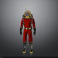 Red Astronaut Spacesuit with Helmet and Backpack for Space Exploration Missions