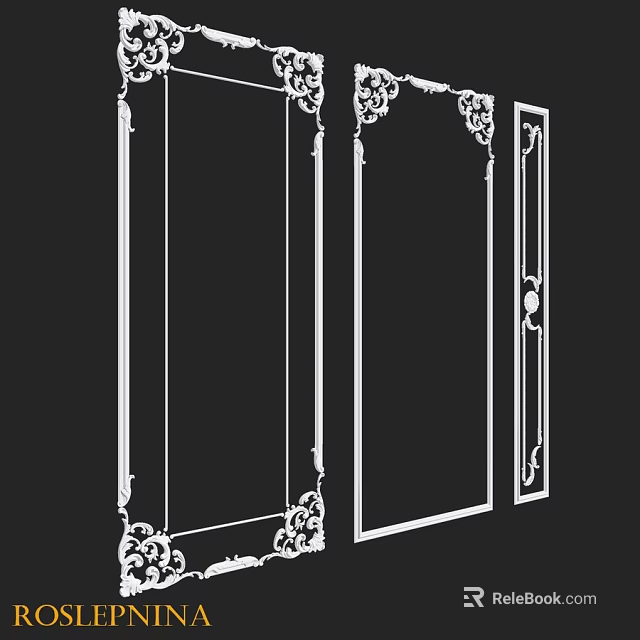 Decorative Frame Components With Intricate Floral Patterns And Ornate Corners For Furniture 3d model 