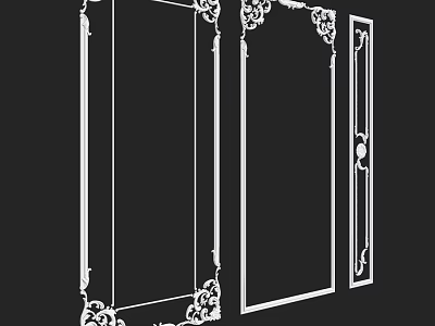 Decorative Frame Components With Intricate Floral Patterns And Ornate Corners For Furniture 3d model