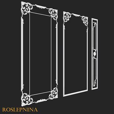 Decorative Frame Components With Intricate Floral Patterns And Ornate Corners For Furniture 3d model