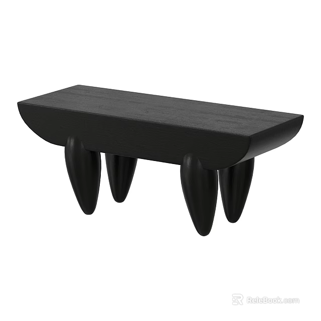Modern Black Wooden Coffee Table Featuring Rectangular Top And Unique Curved Legs 3d model