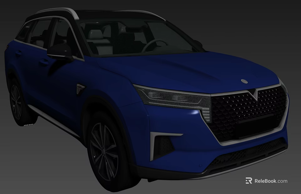 Blue SUV With Modern Exterior Design Sleek Body And Black Accents Front Grille 3d model 