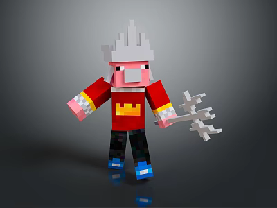 3D Pixel Art Train With Unique Design Elements 3d model