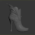 Gray High Heels Featuring Flower Decoration and Wing Design with Stiletto Heel Unique Style