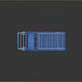 Blue Shopping Cart With Mesh Basket And White Wheels On Dark Background