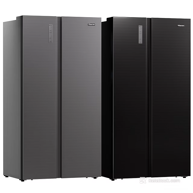 Sleek Modern Refrigerator Freezer In Black Double Door For Contemporary Home Kitchens 3d model 
