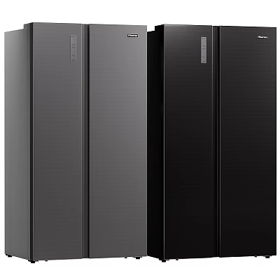 Sleek Modern Refrigerator Freezer In Black Double Door For Contemporary Home Kitchens 3d model