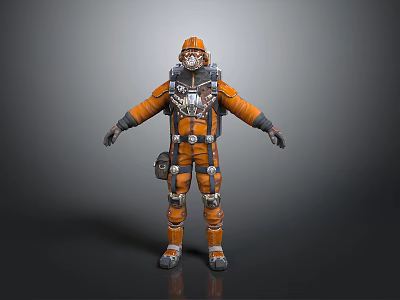 Daily Life Protective Supplies Orange Gray Suit With Face Mask Backpack And Equipment 3d model
