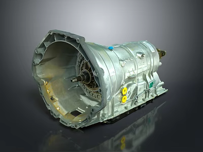 Industrial Automotive Gearbox Equipment with Silver Metal Casing Internal Gear Structure and Yellow Fasteners 3d model