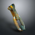 Rusty Metal Chain with Blue and Yellow Connected Links as Household Item