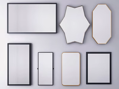 Various Shaped Mirrors With Different Frame Designs For Home Decoration 3d model