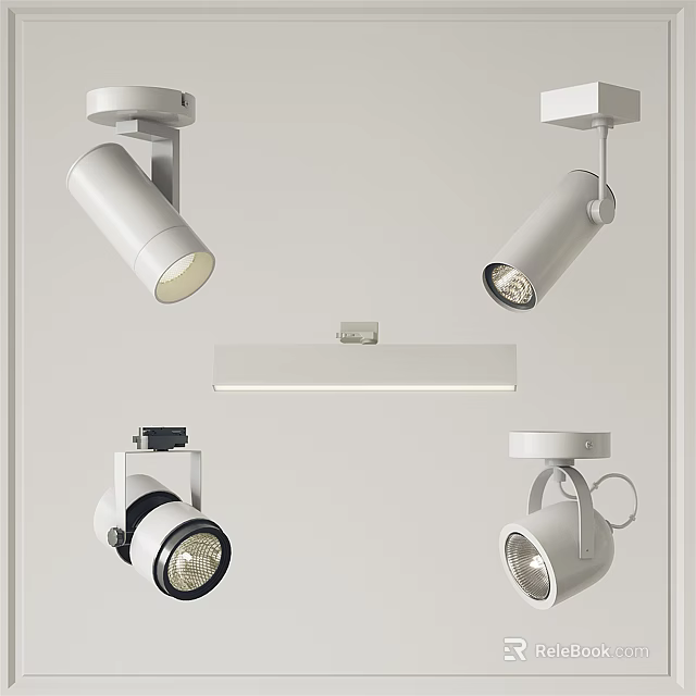 Modern White Spotlights and Downlights with Various Designs for Indoor Lighting 3d model 