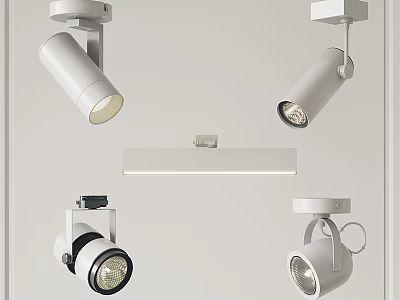 Modern White Spotlights and Downlights with Various Designs for Indoor Lighting 3d model