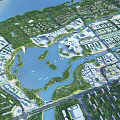 Aerial View Urban Planning With Lakes Green Spaces And Residential Areas