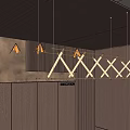 Elegant Specialty Store Interior With Wooden Ceiling And Cross Shaped Pendant Lights