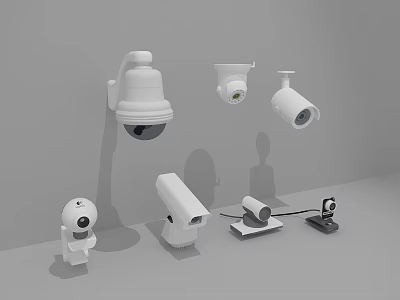 Projection Monitoring Security Camera Collection Featuring Dome Bullet And Wall Types 3d model