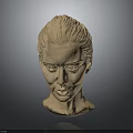 Classical Stone Head Sculpture With Detailed Facial Features And Carved Hair
