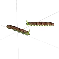 Two Brown And Green Striped Reptiles With Segmented Bodies And Green Head Protrusions