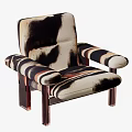 Modern Accent Chair with Unique Black White Brown Pattern and Metal Legs Design