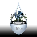 Water Drop Shaped Decorative Installation With Central Sphere And Small Plants 3d model