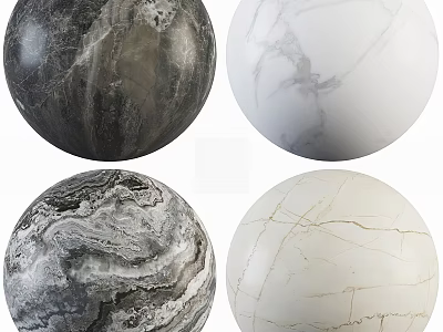 Four Varied Textured Marble Sphere Components With Natural Stone Patterns 3d model
