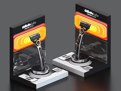 Gillette Razor Stand Design With Black Packaging And Orange Accents For Daily Living 3d model
