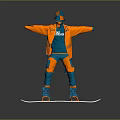 Warm Winter Ski Suit With Orange And Blue Design For Snowboarding Outdoor Use 3d model