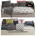 Modern Multi Seater Sofa With Colorful Pillows And Soft Blanket Design 3d model
