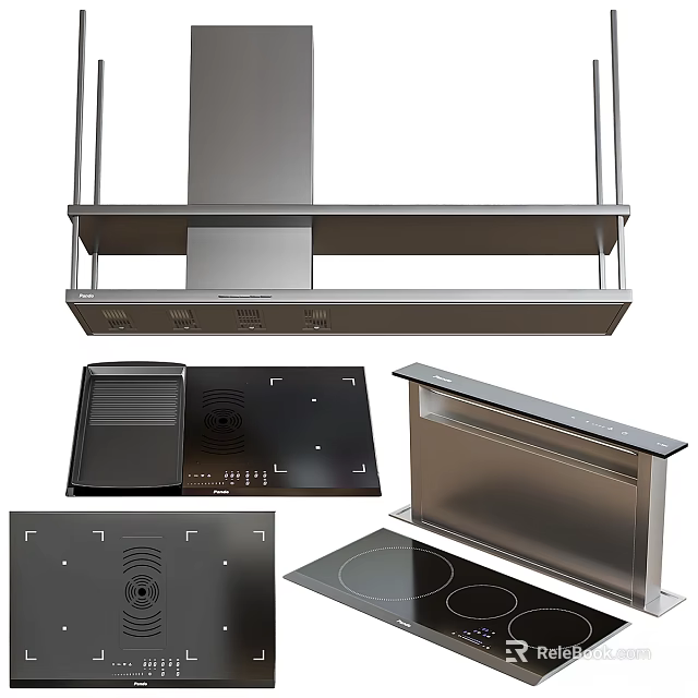 Modern Kitchenware Design With Stainless Steel Range Hood Cooktop And Sleek Panels 3d model 