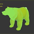 White Standing Polar Bear 3D Model with Blue Eyes Black Nose on Dark Reflective Surface