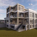 Modern Multi storey Detached Villa With Large Glass Windows And Sea View
