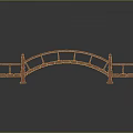Red Chinese Arched Bridge Design With Ornate Railings And Stone Pillars