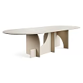 Modern Minimalist Dining Table With Geometric Legs And Light Oval Wood Tabletop Design